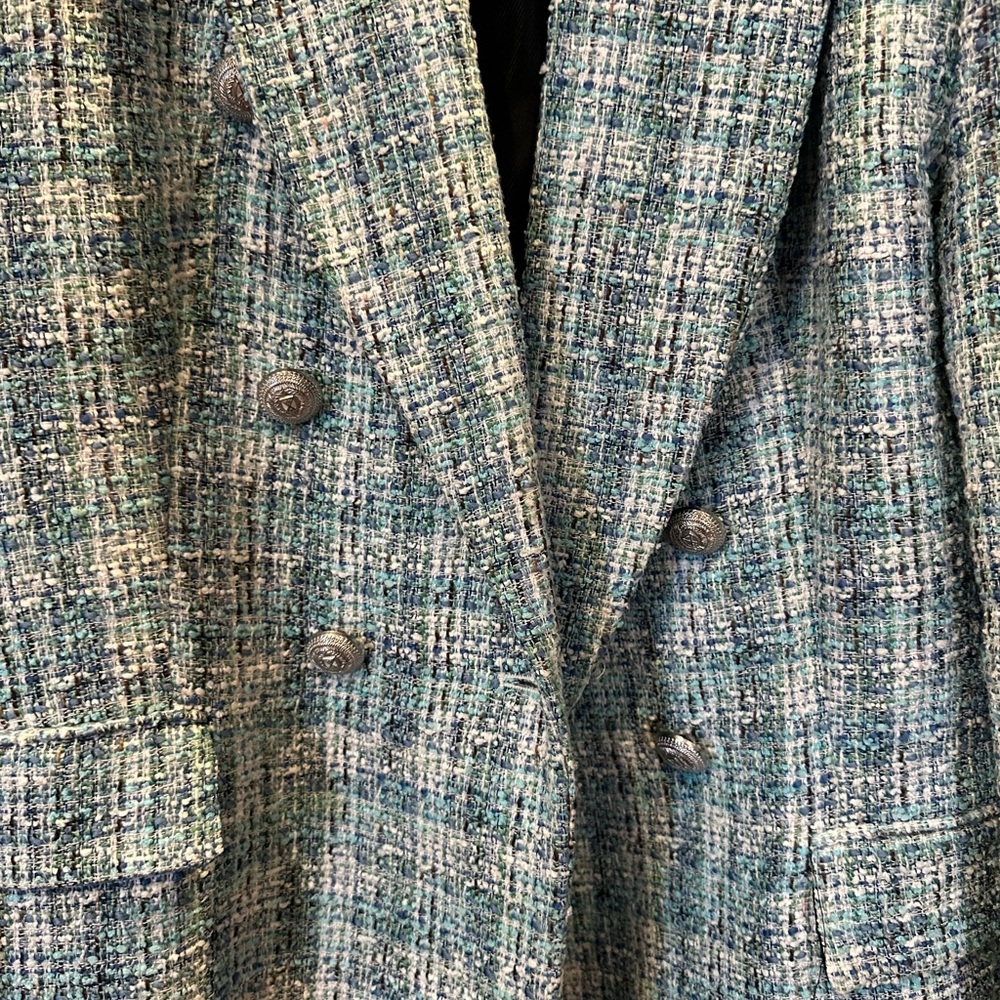Zara Blue Tweed Blazer - Picture 4 of 4